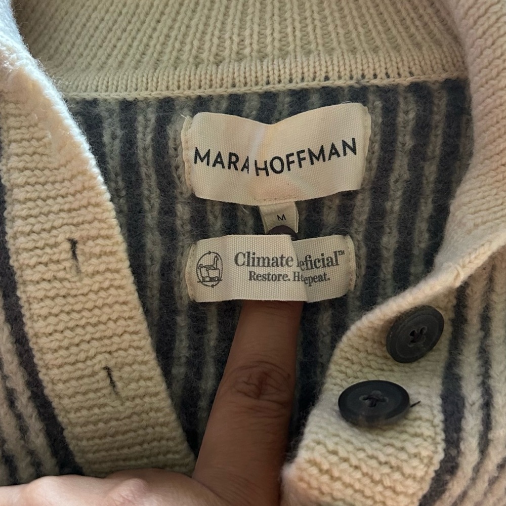 Mara Hoffman Cream and Gray Buttoned Cardigan